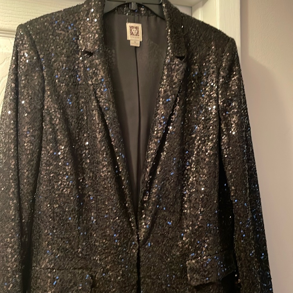 Sequin Open Front Shawl-Collar - image 4